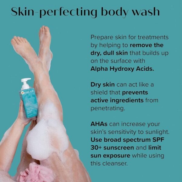 medix 5.5, skin perfecting body wash, glycolic + lactic acid 444ml